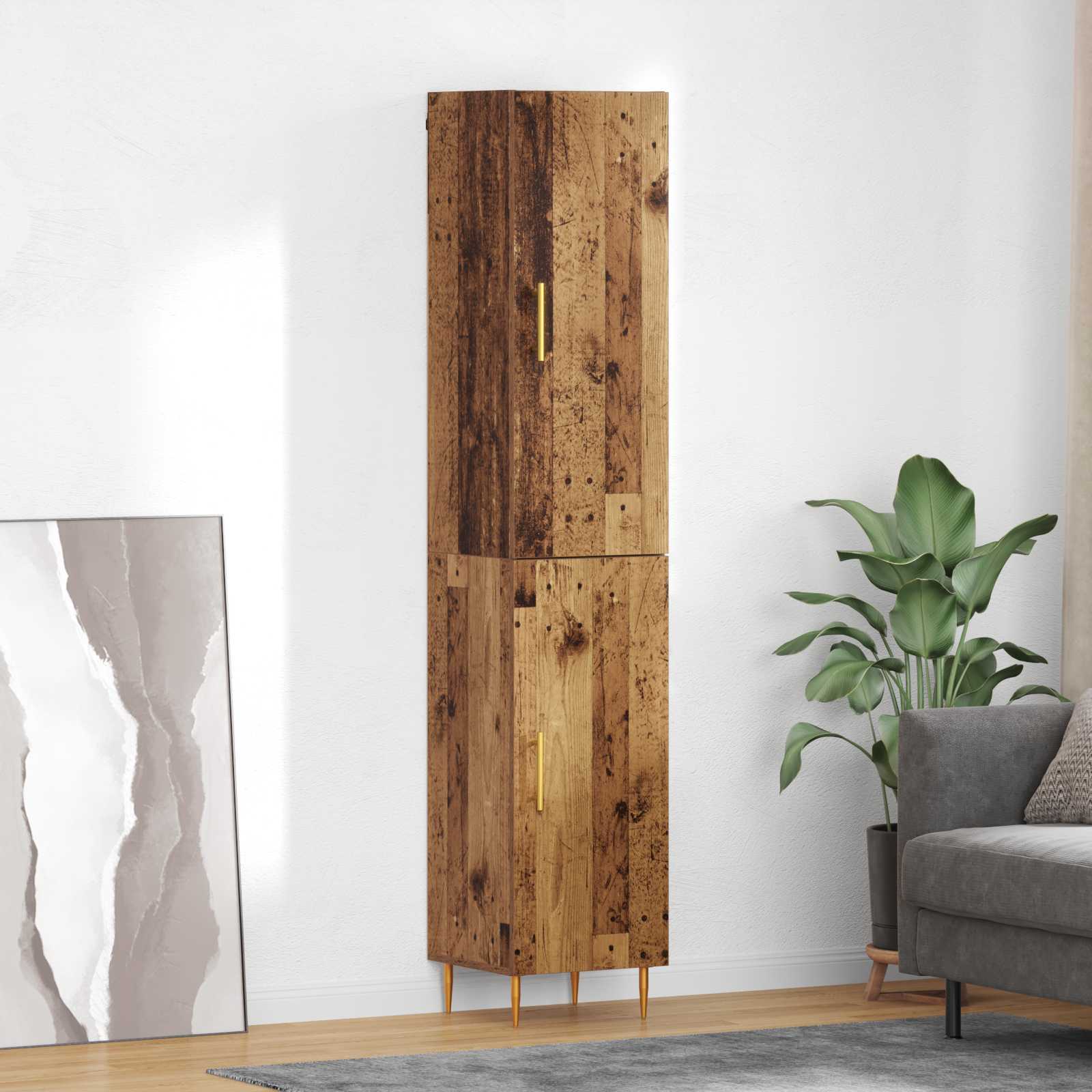 vidaXL Highboard 2 pcs Stare drewno Materiał drewnopochodny