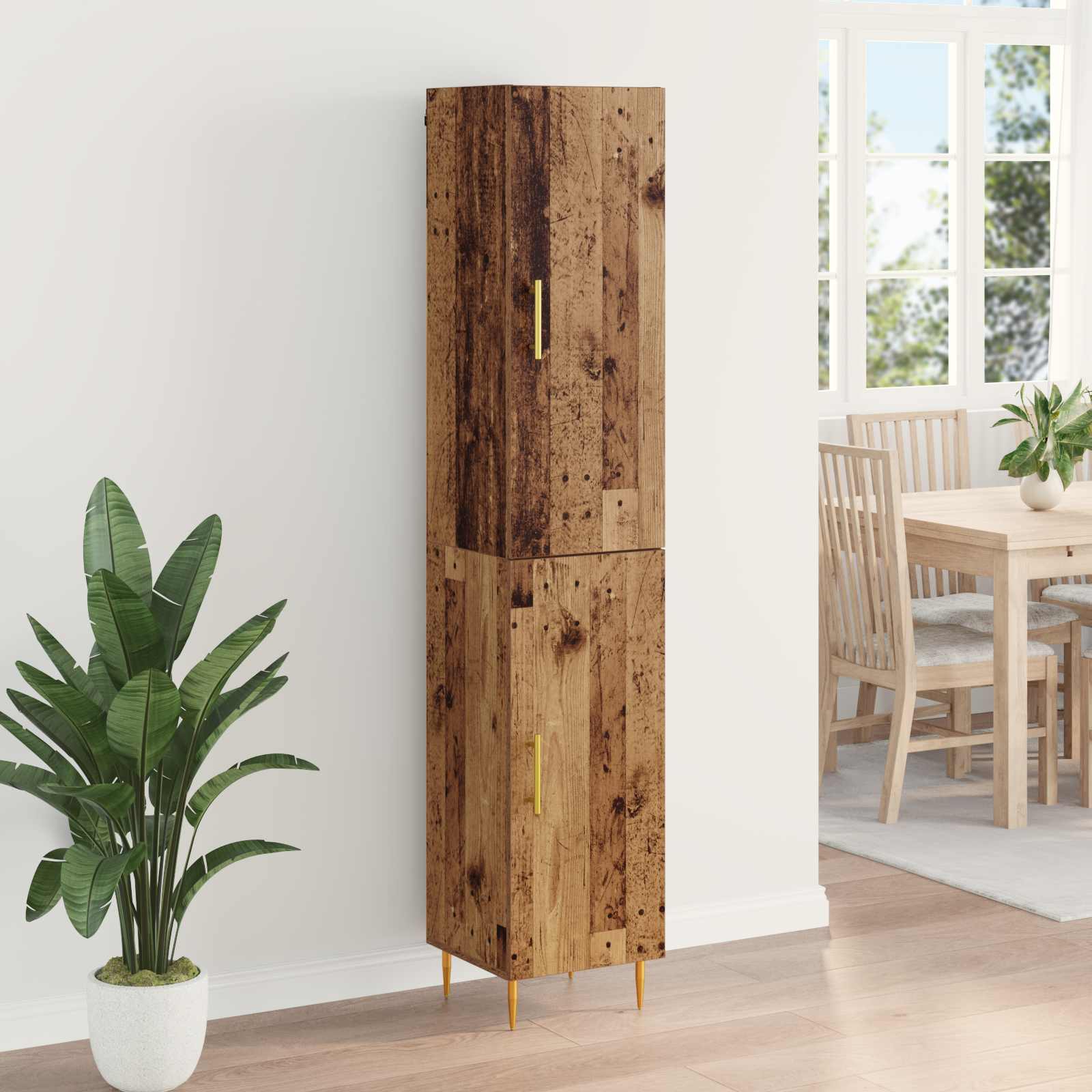 vidaXL Highboard 2 pcs Stare drewno Materiał drewnopochodny