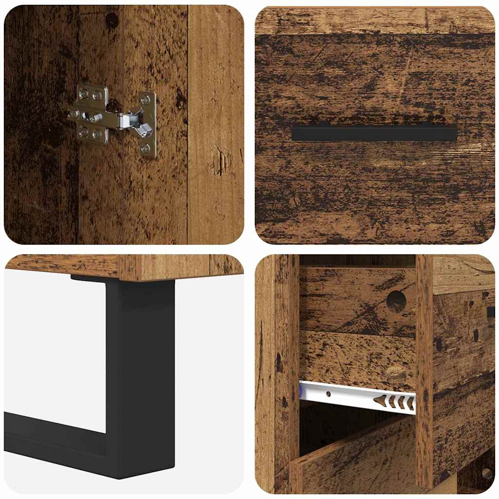 vidaXL Highboard z szufladą 2 pcs Stare drewno 69,5 x 34 x 180 cm
