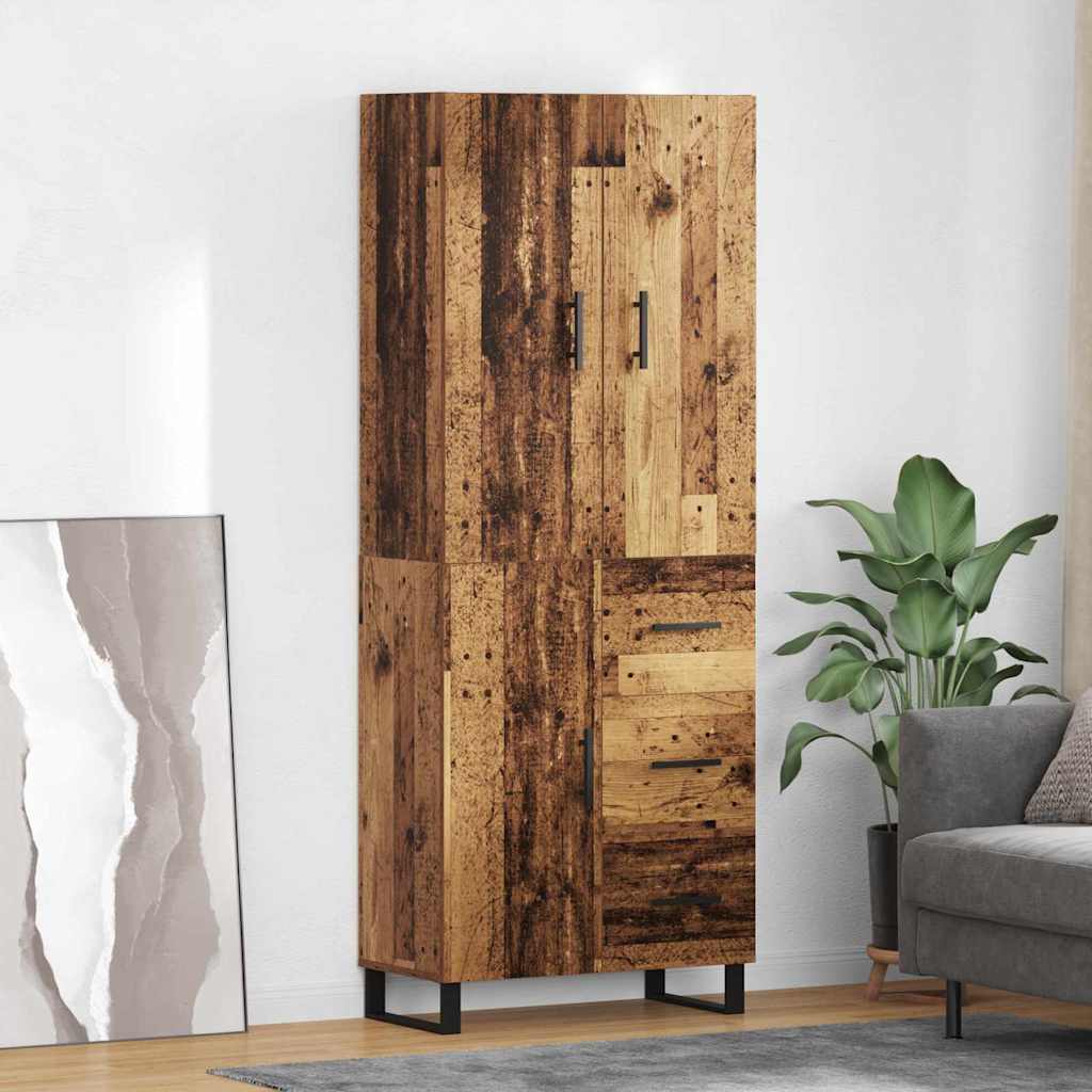 vidaXL Highboard z szufladą 2 pcs Stare drewno 69,5 x 34 x 180 cm
