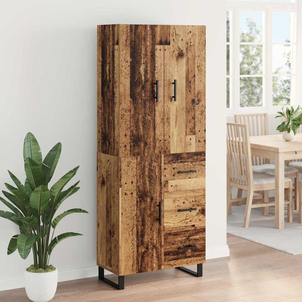 vidaXL Highboard z szufladą 2 pcs Stare drewno 69,5 x 34 x 180 cm