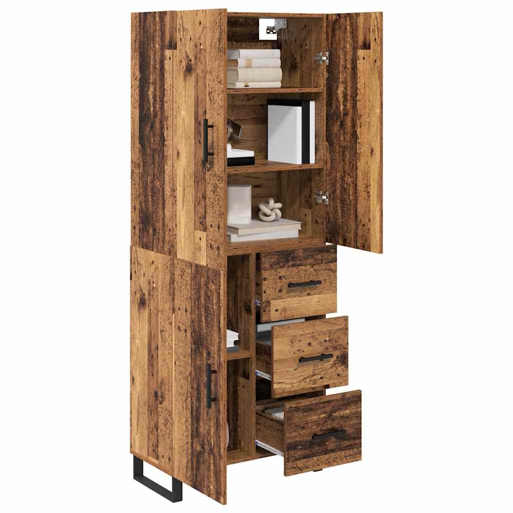 vidaXL Highboard z szufladą 2 pcs Stare drewno 69,5 x 34 x 180 cm