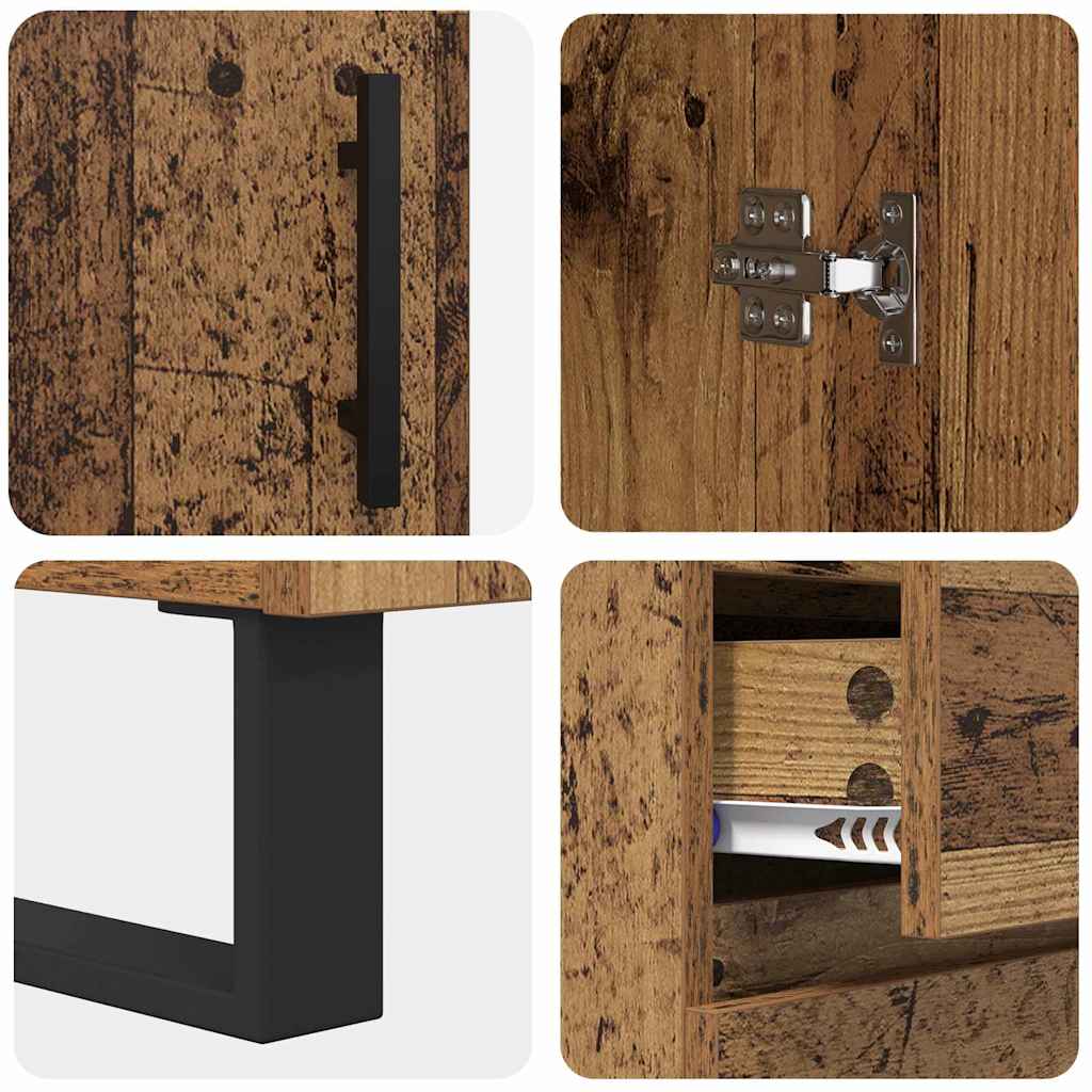 vidaXL Highboard z szufladą 2 pcs Stare drewno 69,5 x 34 x 180 cm