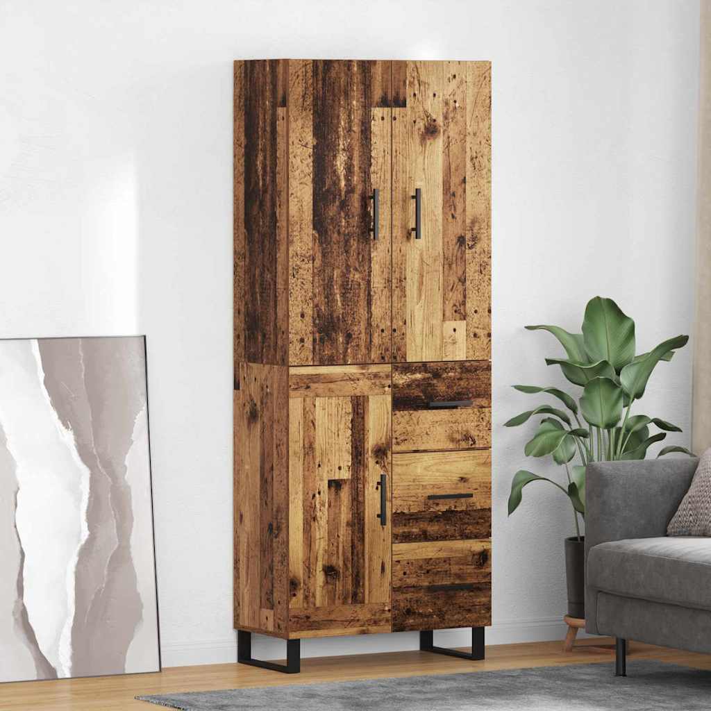 vidaXL Highboard z szufladą 2 pcs Stare drewno 69,5 x 34 x 180 cm