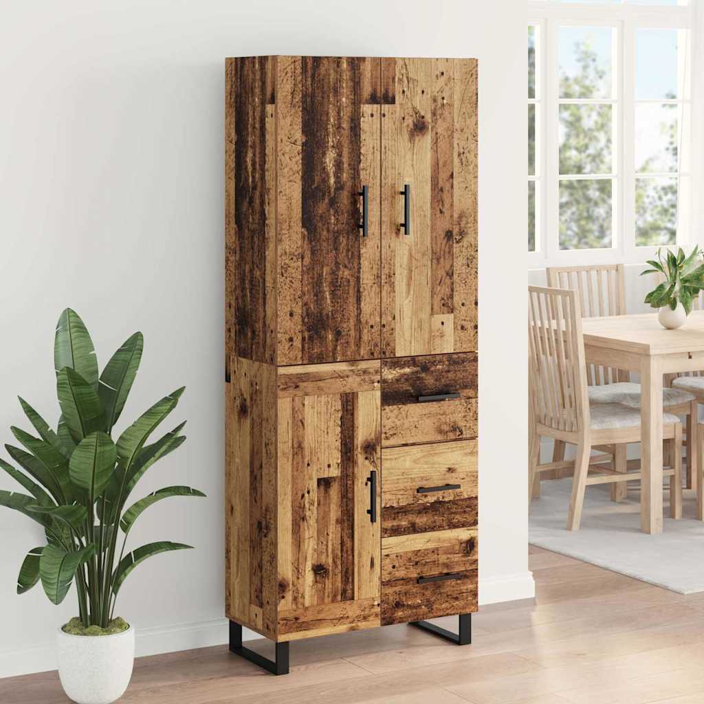 vidaXL Highboard z szufladą 2 pcs Stare drewno 69,5 x 34 x 180 cm