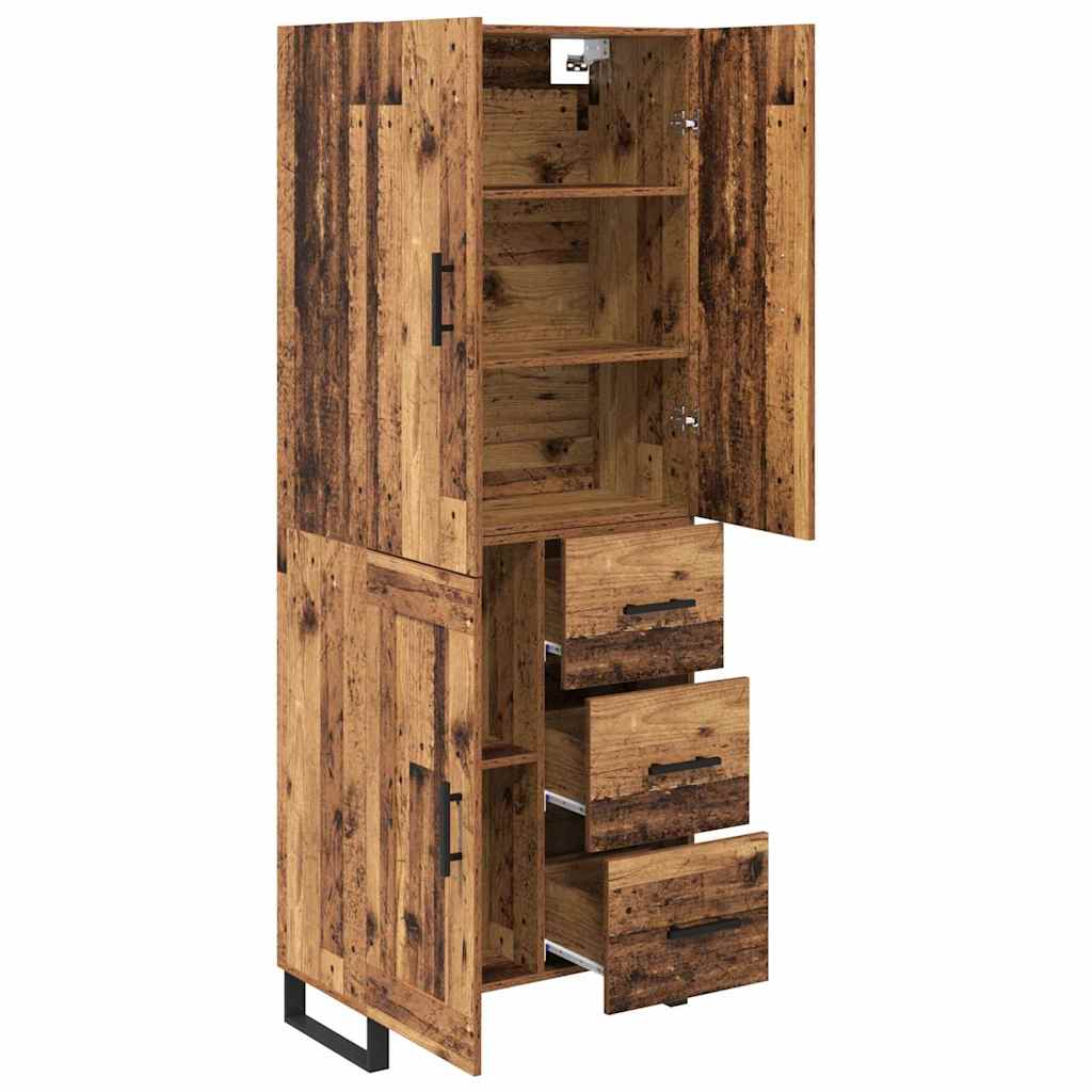 vidaXL Highboard z szufladą 2 pcs Stare drewno 69,5 x 34 x 180 cm