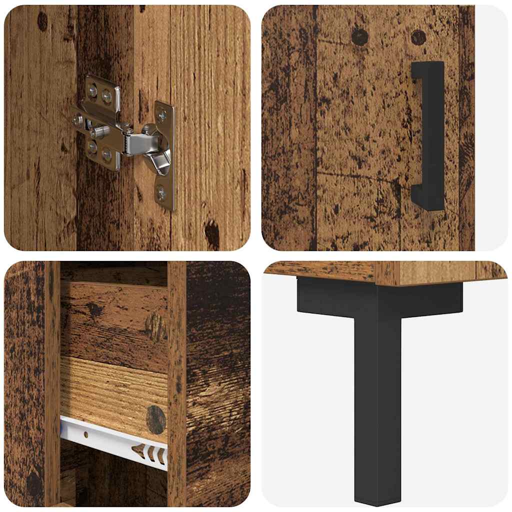 vidaXL Highboard z szufladą 2 pcs Stare drewno Materiał drewnopochodny