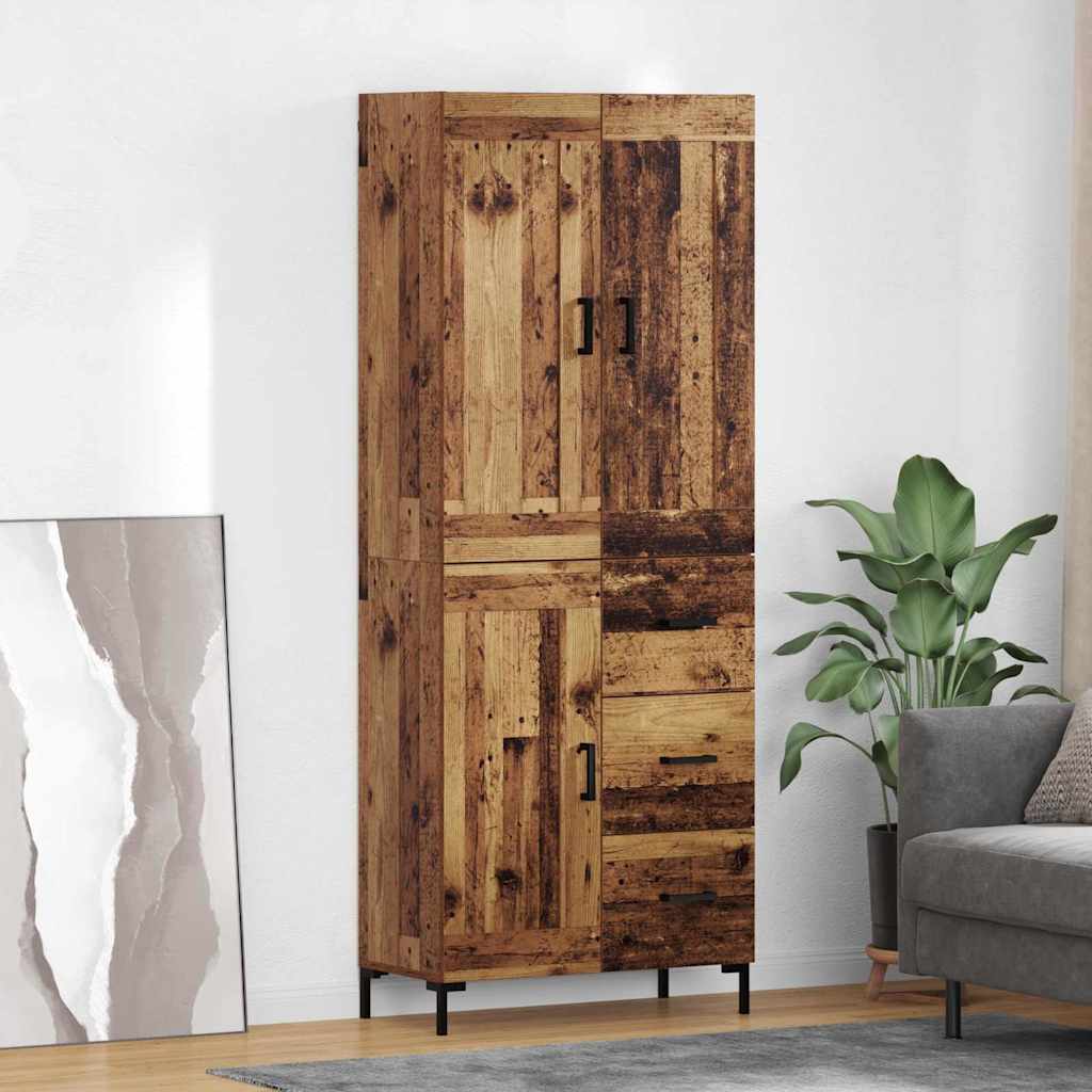 vidaXL Highboard z szufladą 2 pcs Stare drewno Materiał drewnopochodny