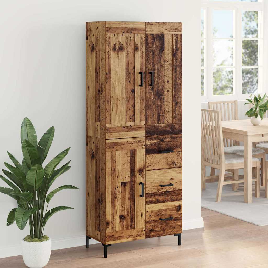vidaXL Highboard z szufladą 2 pcs Stare drewno Materiał drewnopochodny