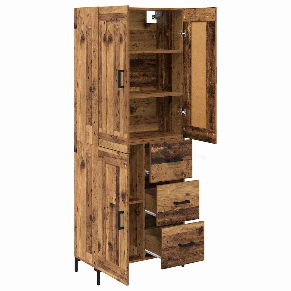 vidaXL Highboard z szufladą 2 pcs Stare drewno Materiał drewnopochodny