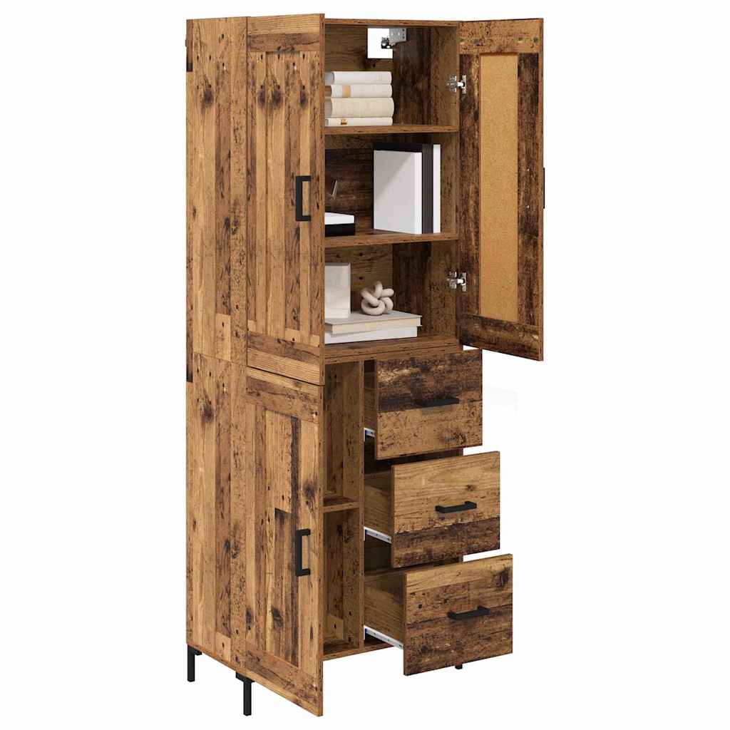 vidaXL Highboard z szufladą 2 pcs Stare drewno Materiał drewnopochodny