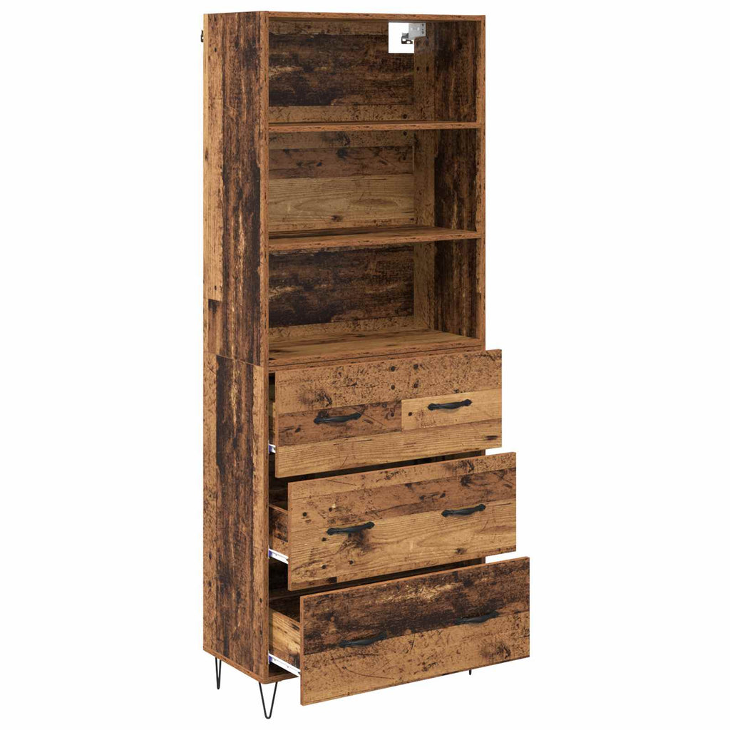 vidaXL Highboard z szufladą 2 pcs Stare drewno Materiał drewnopochodny