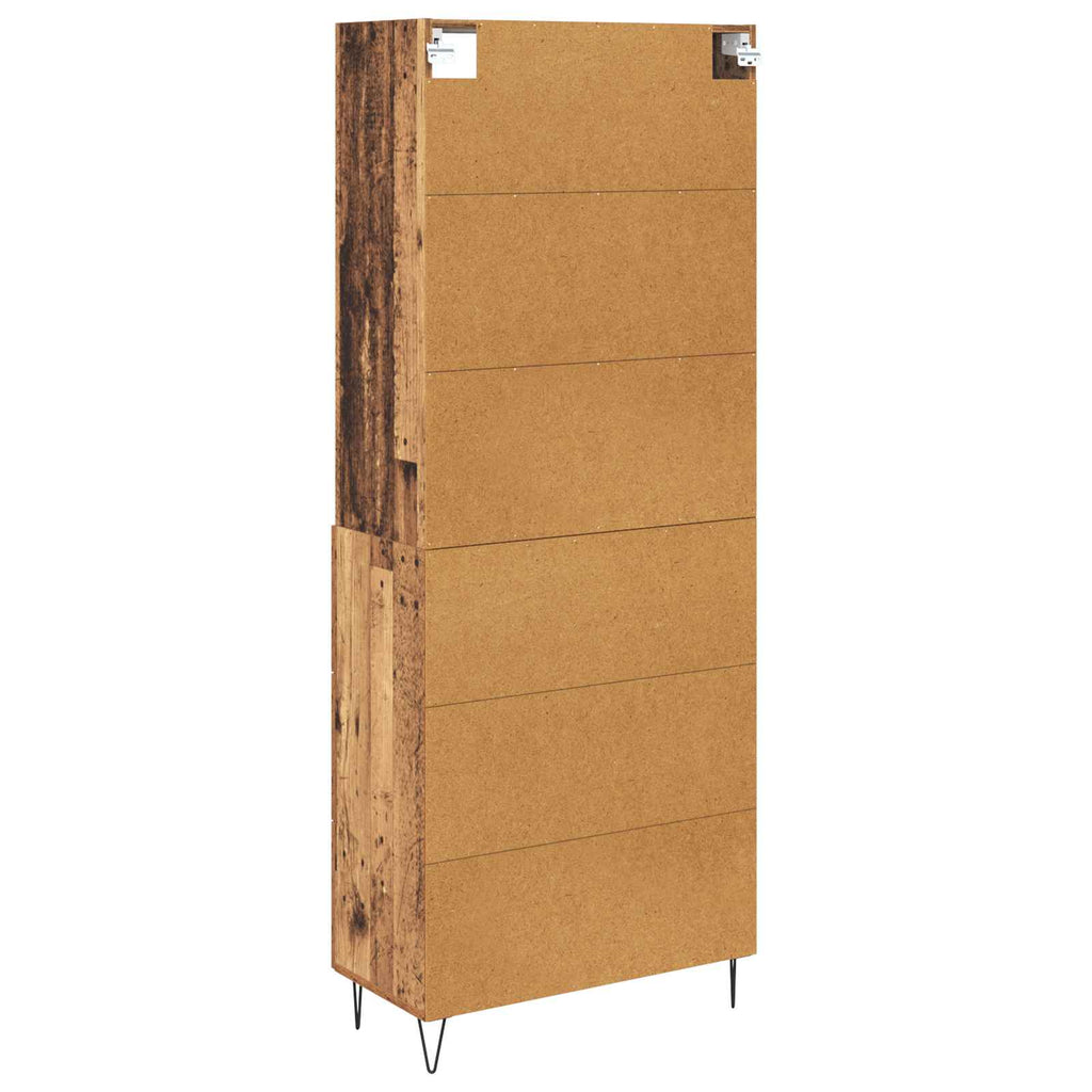 vidaXL Highboard z szufladą 2 pcs Stare drewno Materiał drewnopochodny