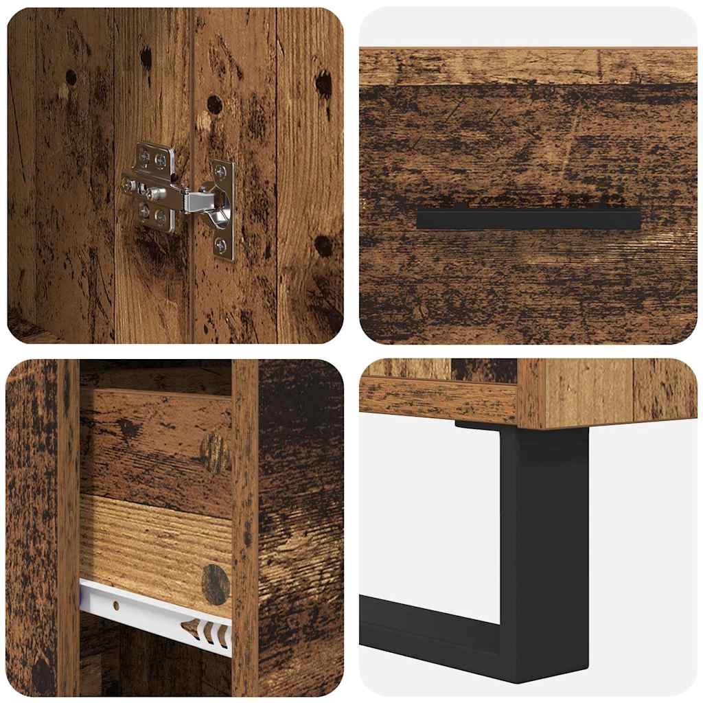 vidaXL Highboard z szufladą Stare drewno 34,5 x 34 x 180 cm