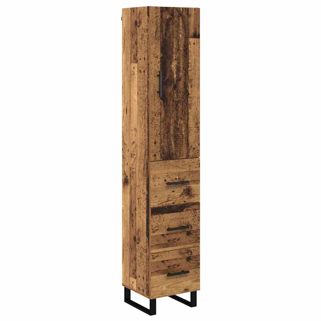 vidaXL Highboard z szufladą Stare drewno 34,5 x 34 x 180 cm