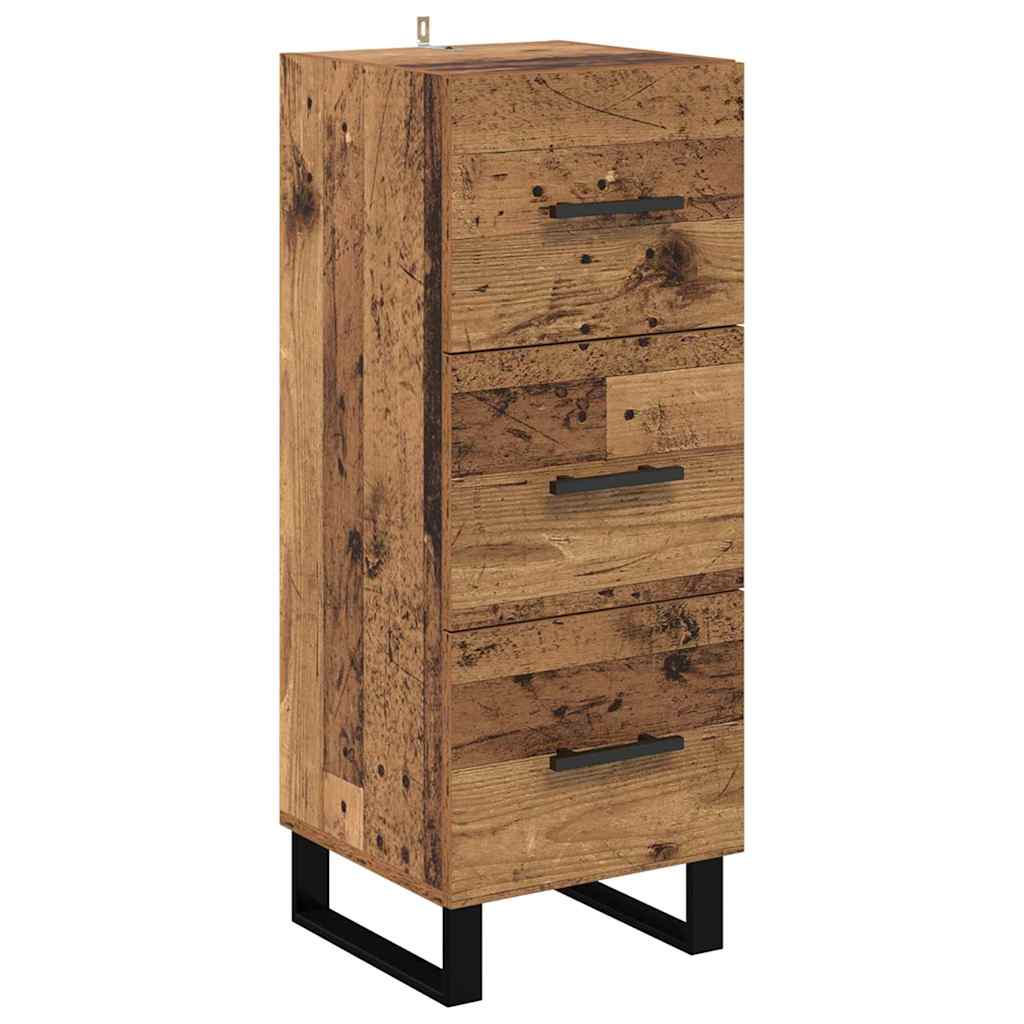 vidaXL Highboard z szufladą Stare drewno 34,5 x 34 x 180 cm