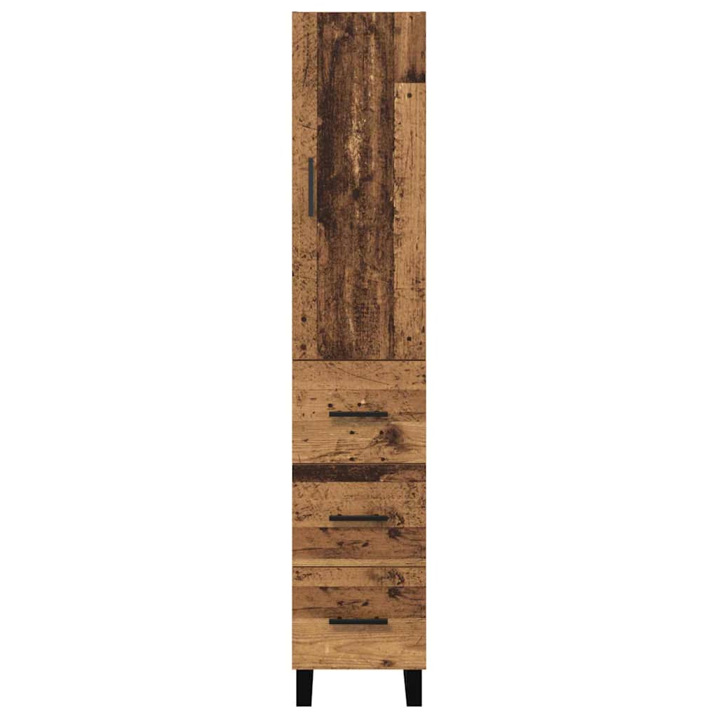 vidaXL Highboard z szufladą Stare drewno 34,5 x 34 x 180 cm