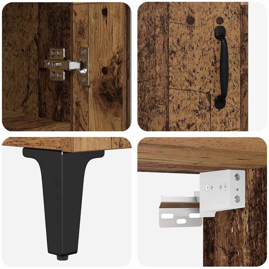 vidaXL Highboard Montowane na ścianie Stare drewno 69,5 x 34 x 180 cm
