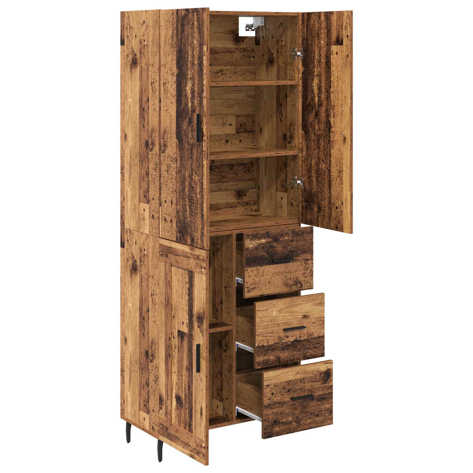 vidaXL Highboard 2 pcs Stare drewno Drewno inżynieryjne i szkło
