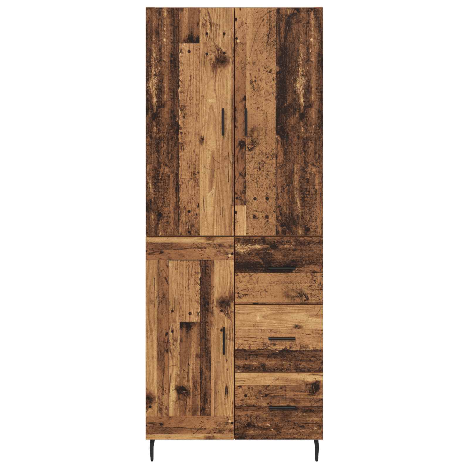 vidaXL Highboard 2 pcs Stare drewno Drewno inżynieryjne i szkło