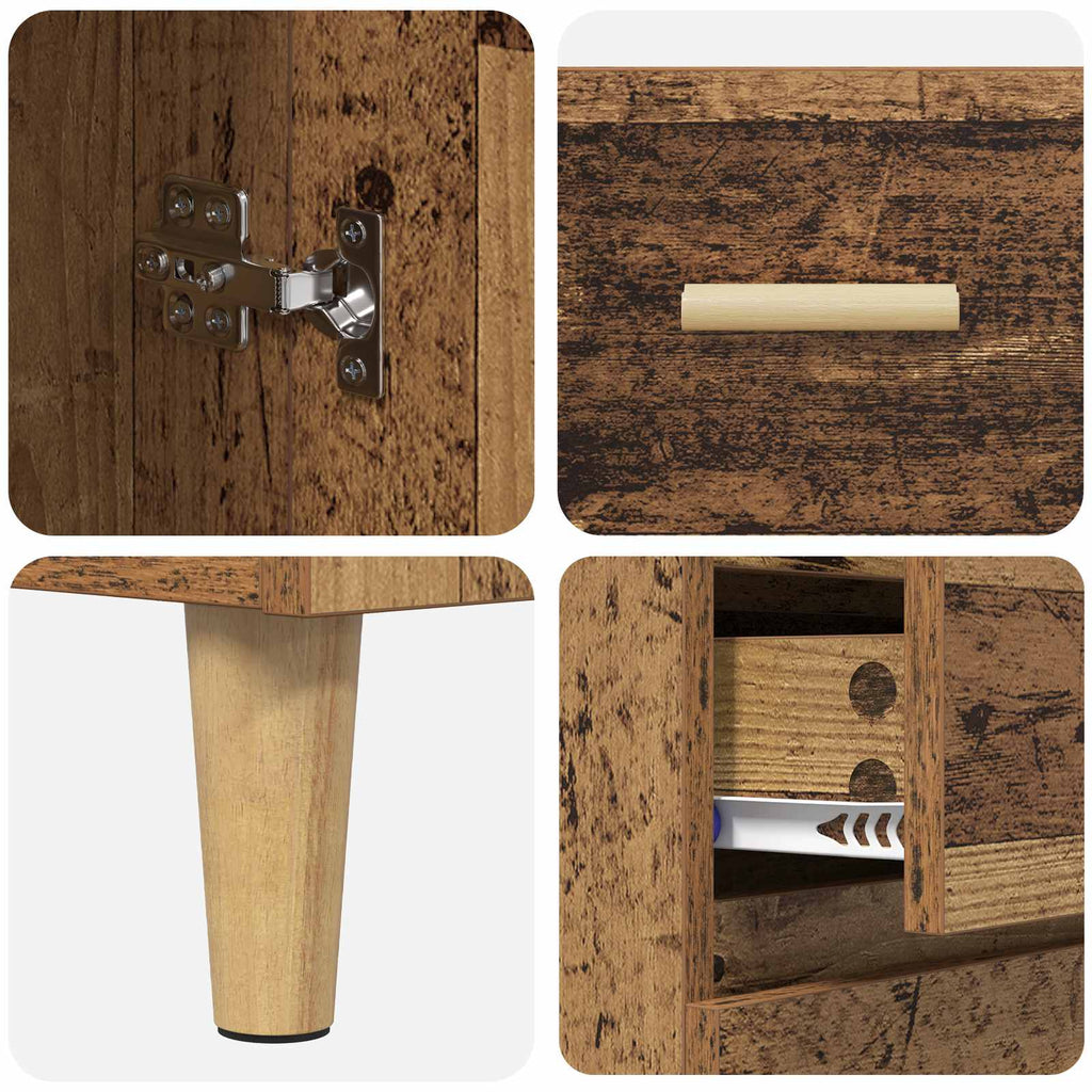 vidaXL Highboard z szufladą Stare drewno 69,5 x 32,5 x 180 cm