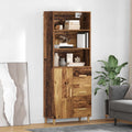 vidaXL Highboard z szufladą Stare drewno 69,5 x 32,5 x 180 cm