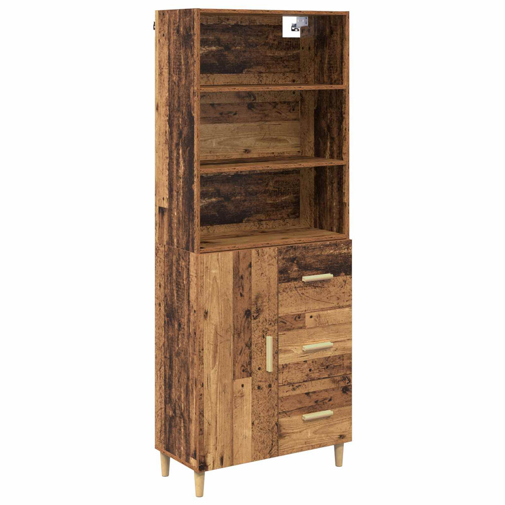 vidaXL Highboard z szufladą Stare drewno 69,5 x 32,5 x 180 cm