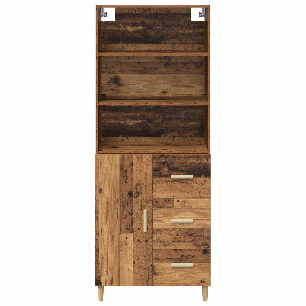 vidaXL Highboard z szufladą Stare drewno 69,5 x 32,5 x 180 cm