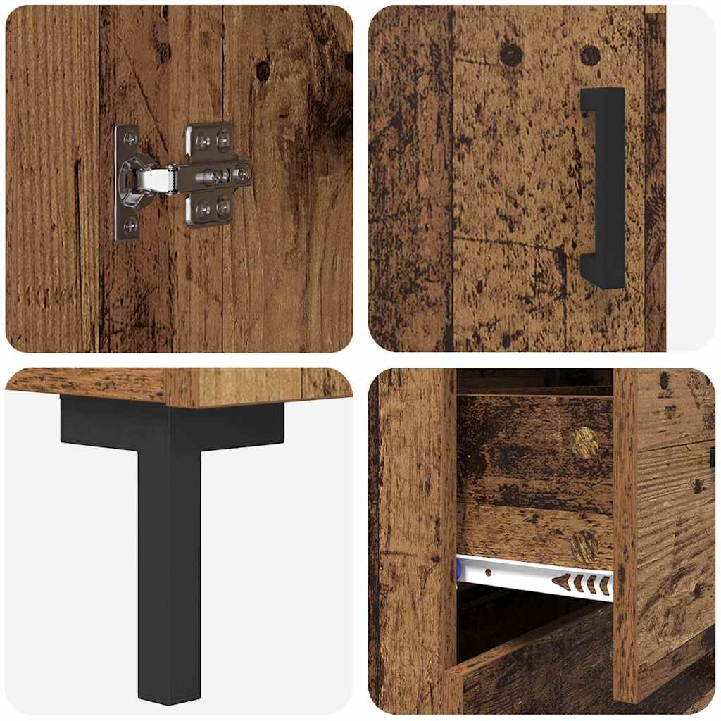 vidaXL Highboard Montowane na ścianie Stare drewno 69,5 x 34 x 180 cm