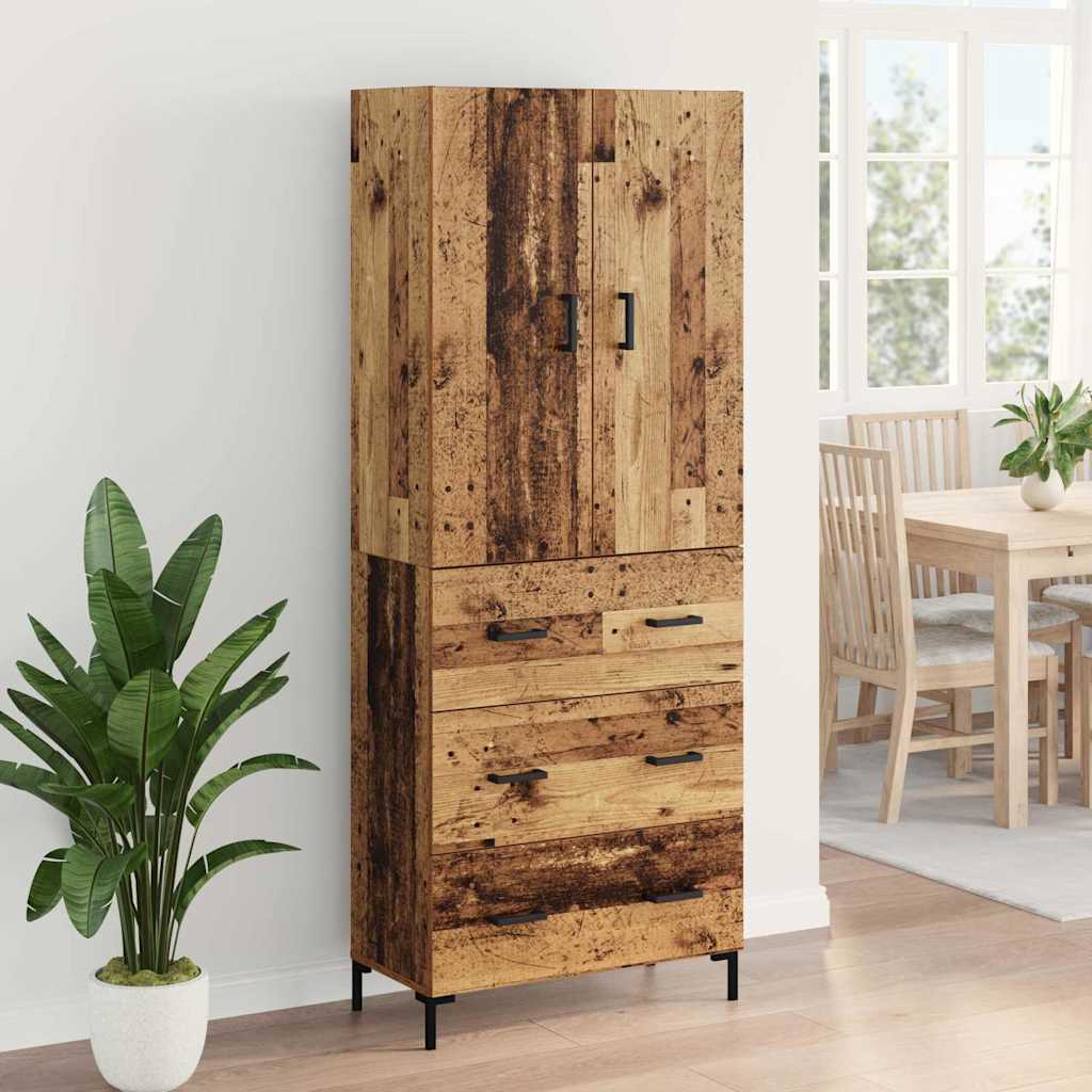 vidaXL Highboard Montowane na ścianie Stare drewno 69,5 x 34 x 180 cm