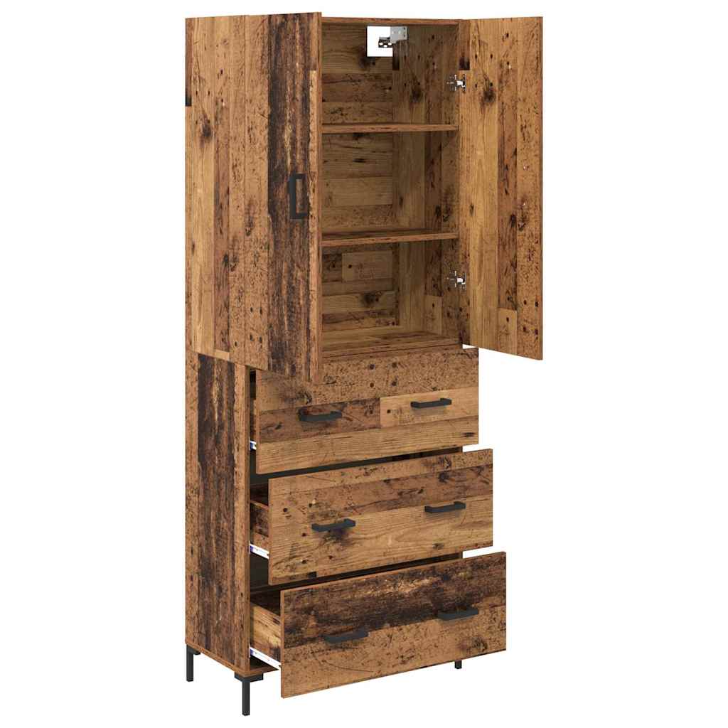 vidaXL Highboard Montowane na ścianie Stare drewno 69,5 x 34 x 180 cm