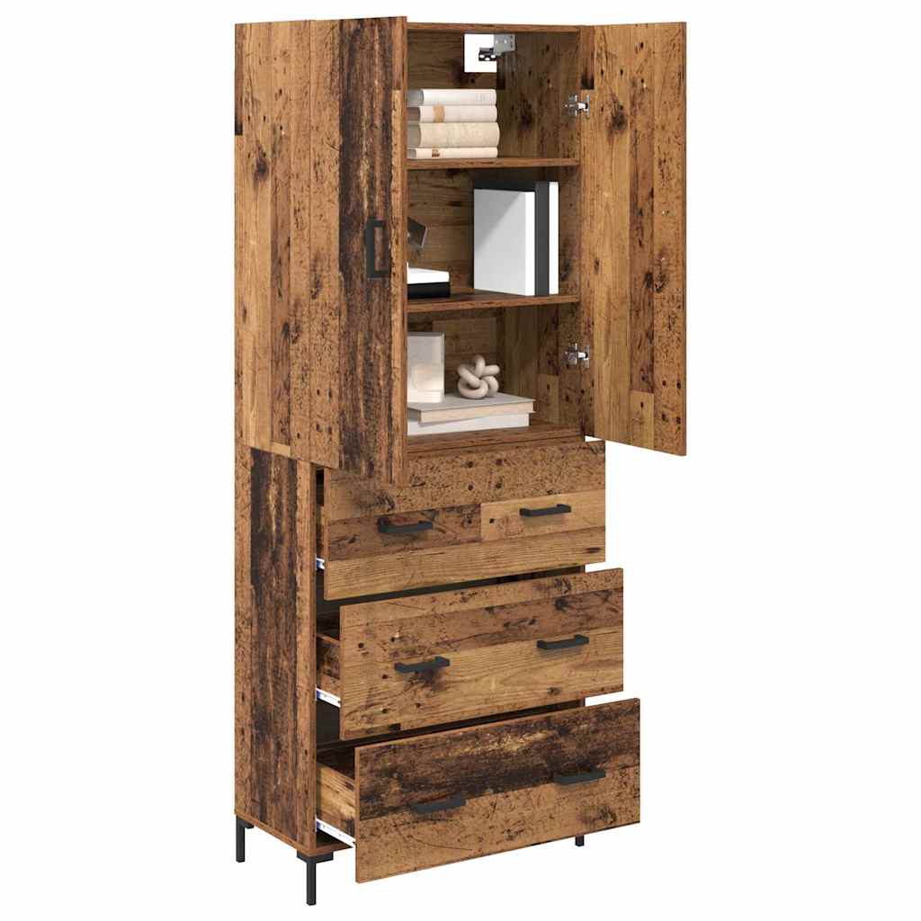 vidaXL Highboard Montowane na ścianie Stare drewno 69,5 x 34 x 180 cm