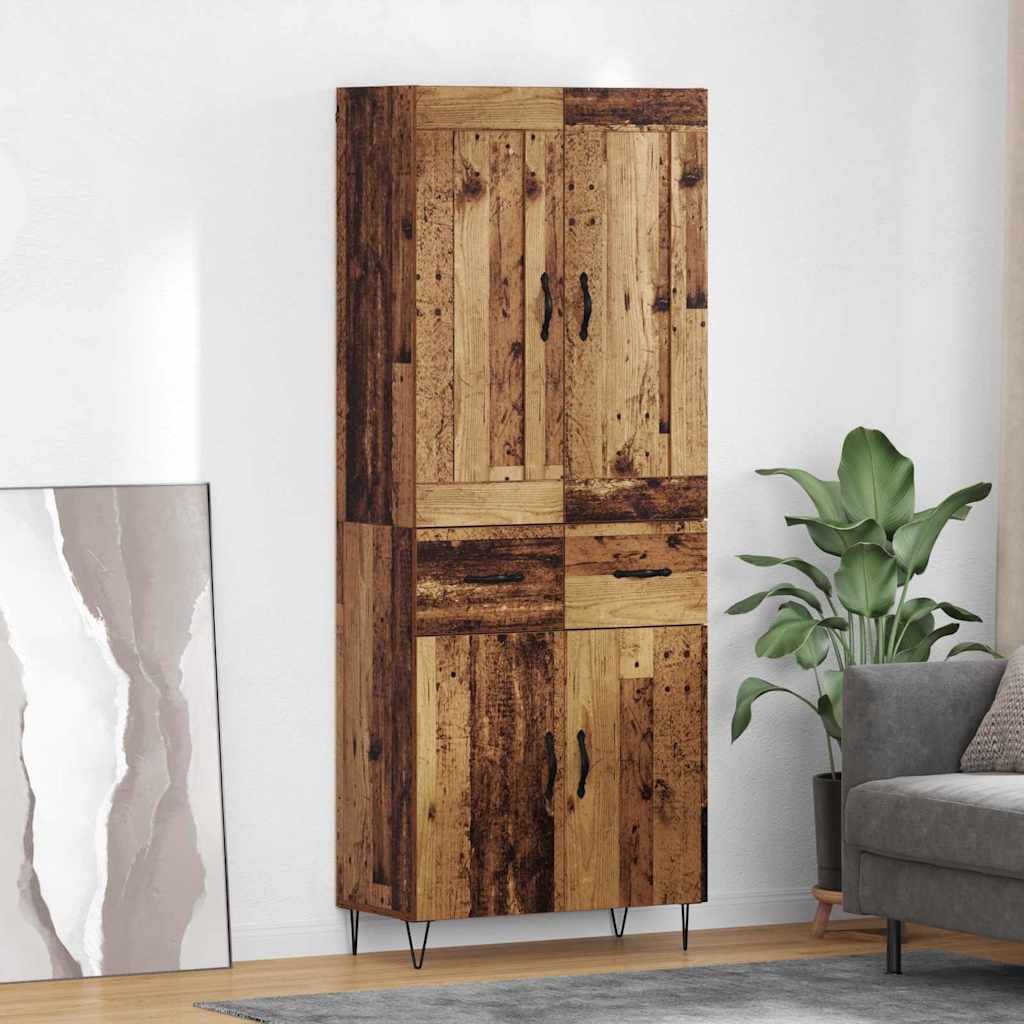 vidaXL Highboard Stare drewno 69,5 x 34 x 180 cm Drewno inżynieryjne