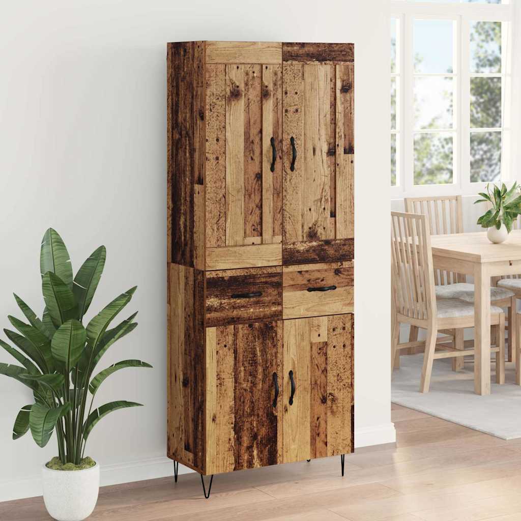 vidaXL Highboard Stare drewno 69,5 x 34 x 180 cm Drewno inżynieryjne