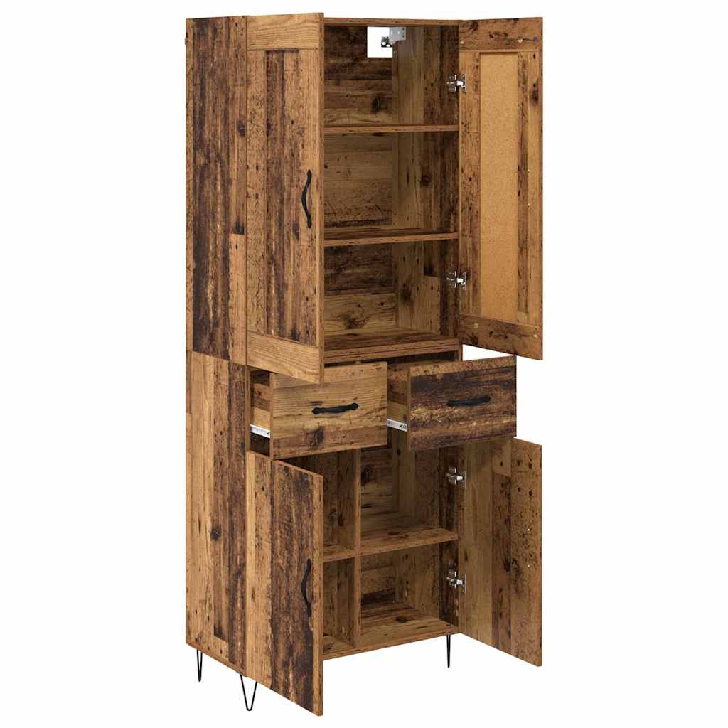 vidaXL Highboard Stare drewno 69,5 x 34 x 180 cm Drewno inżynieryjne