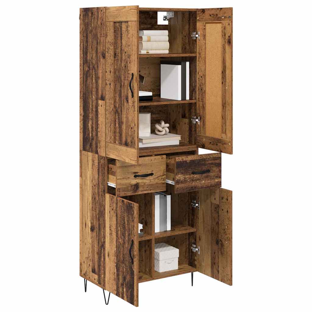 vidaXL Highboard Stare drewno 69,5 x 34 x 180 cm Drewno inżynieryjne