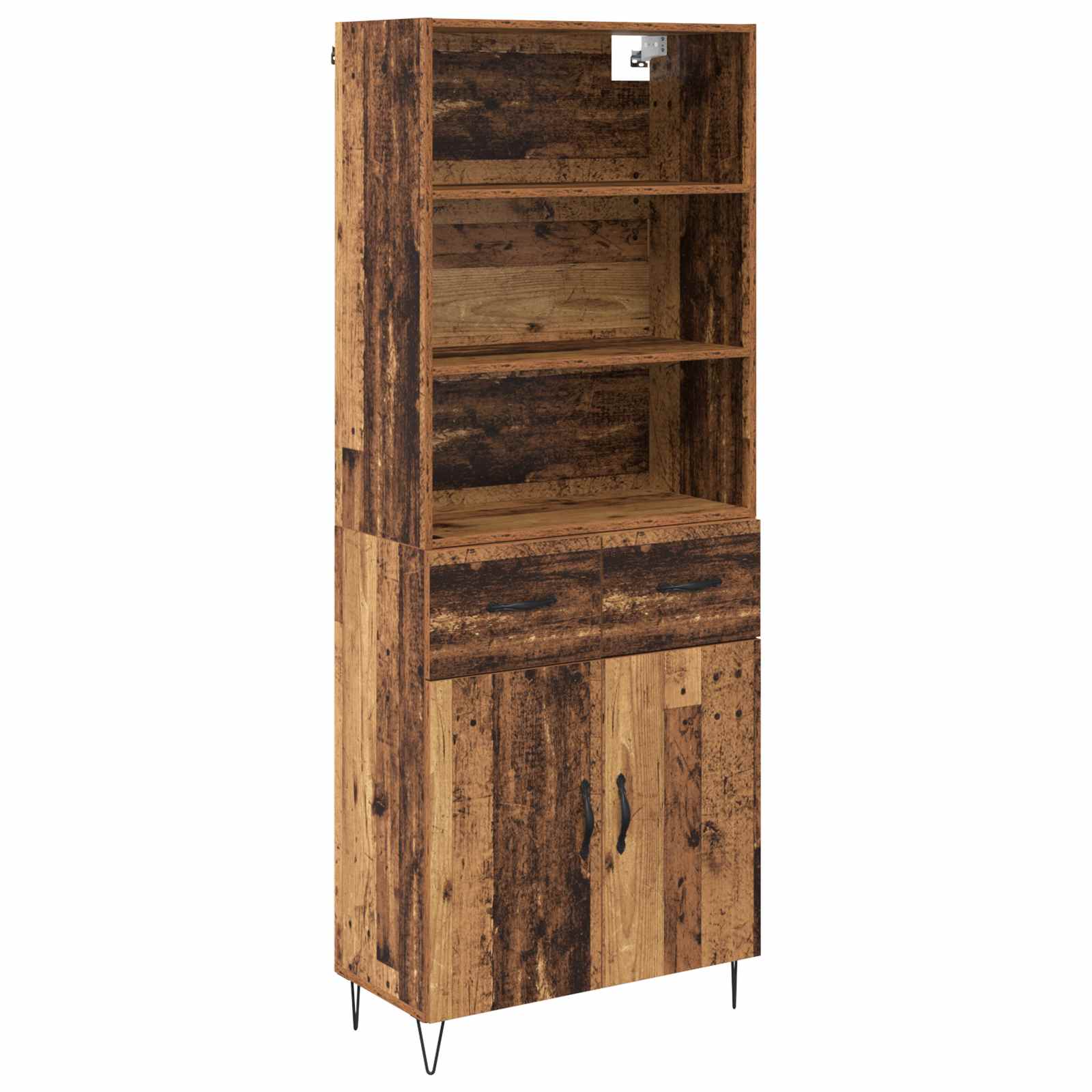 vidaXL Highboard z szufladą 2 pcs Stare drewno Materiał drewnopochodny