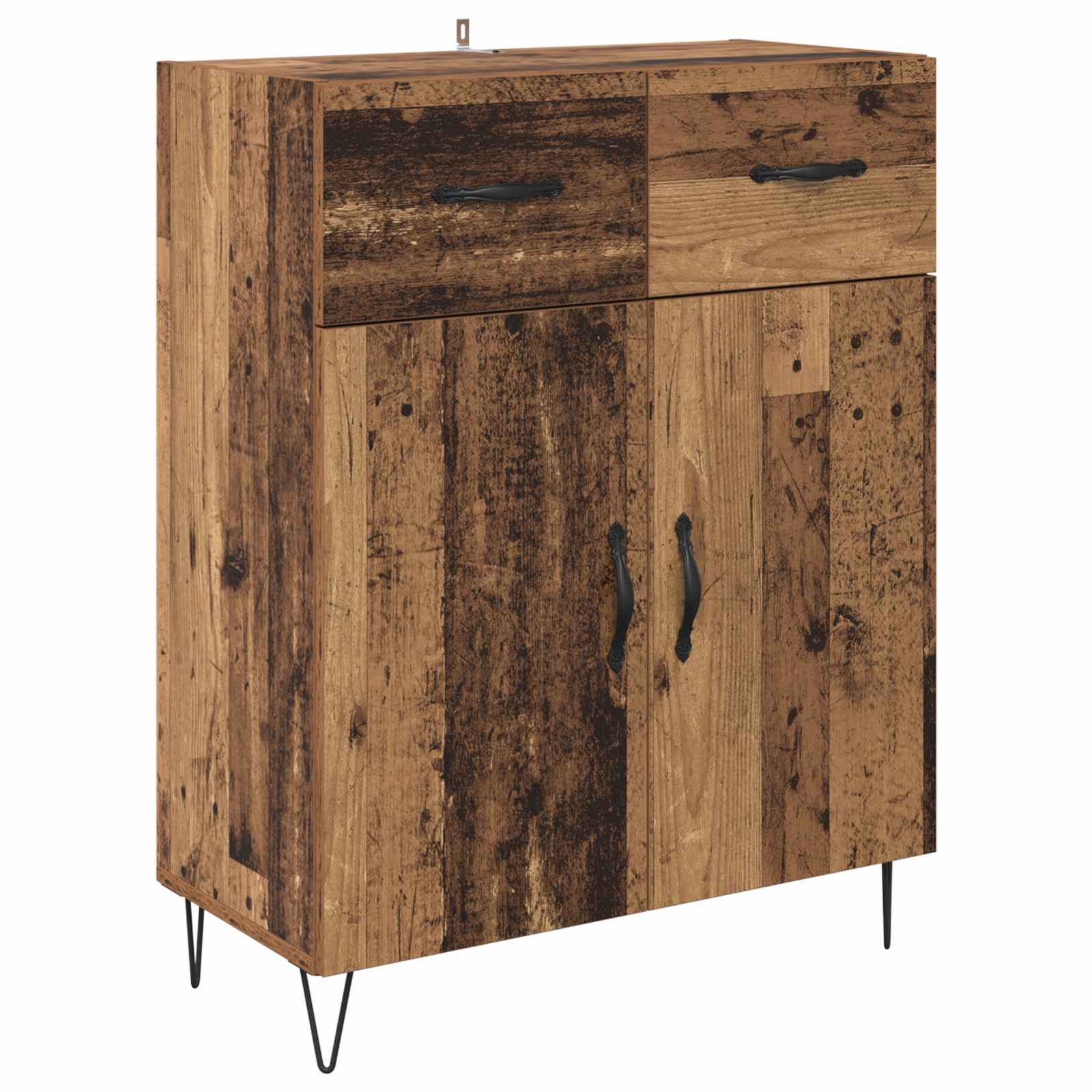 vidaXL Highboard z szufladą 2 pcs Stare drewno Materiał drewnopochodny