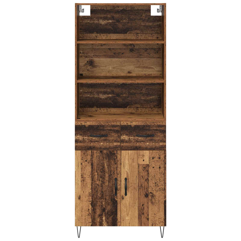 vidaXL Highboard z szufladą 2 pcs Stare drewno Materiał drewnopochodny