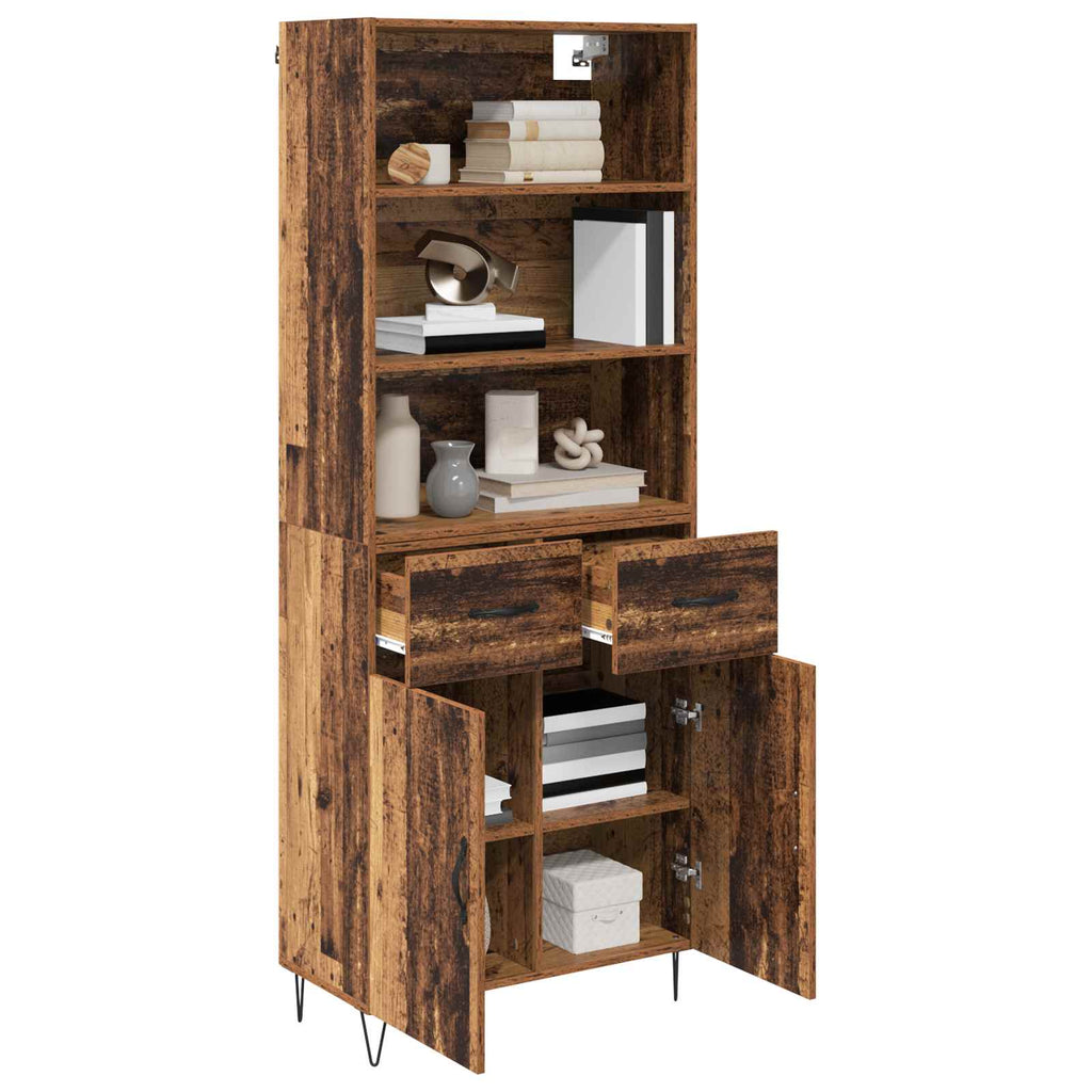 vidaXL Highboard z szufladą 2 pcs Stare drewno Materiał drewnopochodny
