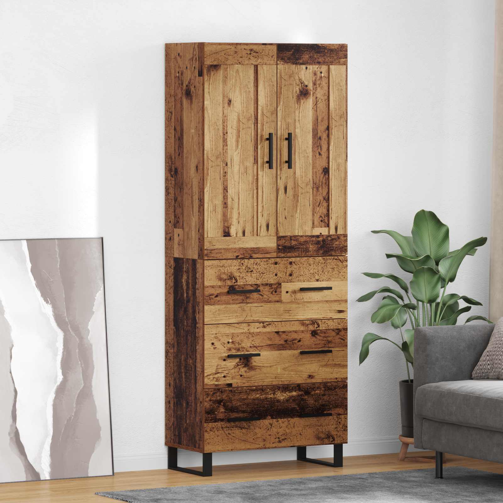 vidaXL Highboard Stare drewno 69,5 x 34 x 180 cm