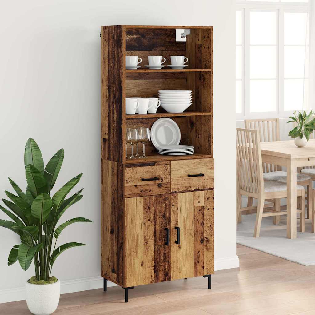 vidaXL Highboard z szufladą Stare drewno 69,5 x 34 x 180 cm