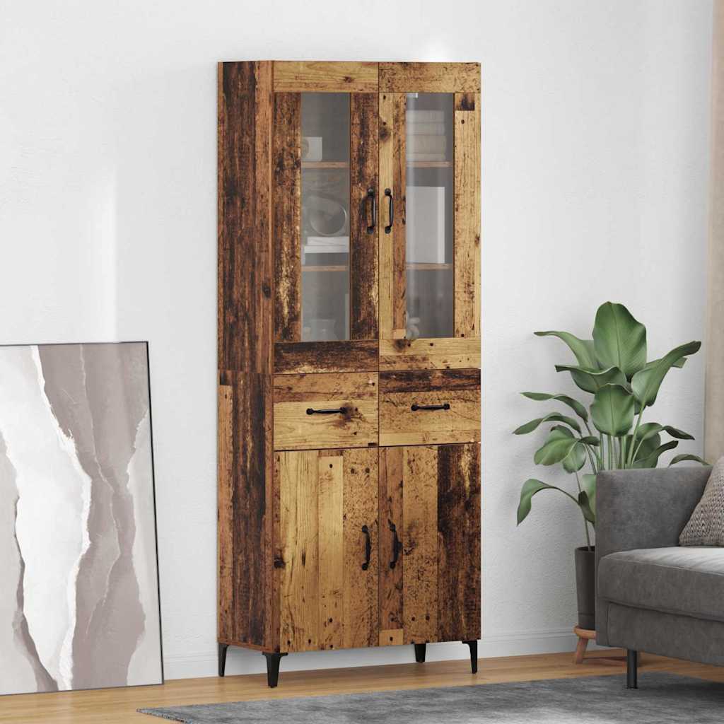 vidaXL Highboard Montowane na ścianie Stare drewno 69,5 x 34 x 180 cm
