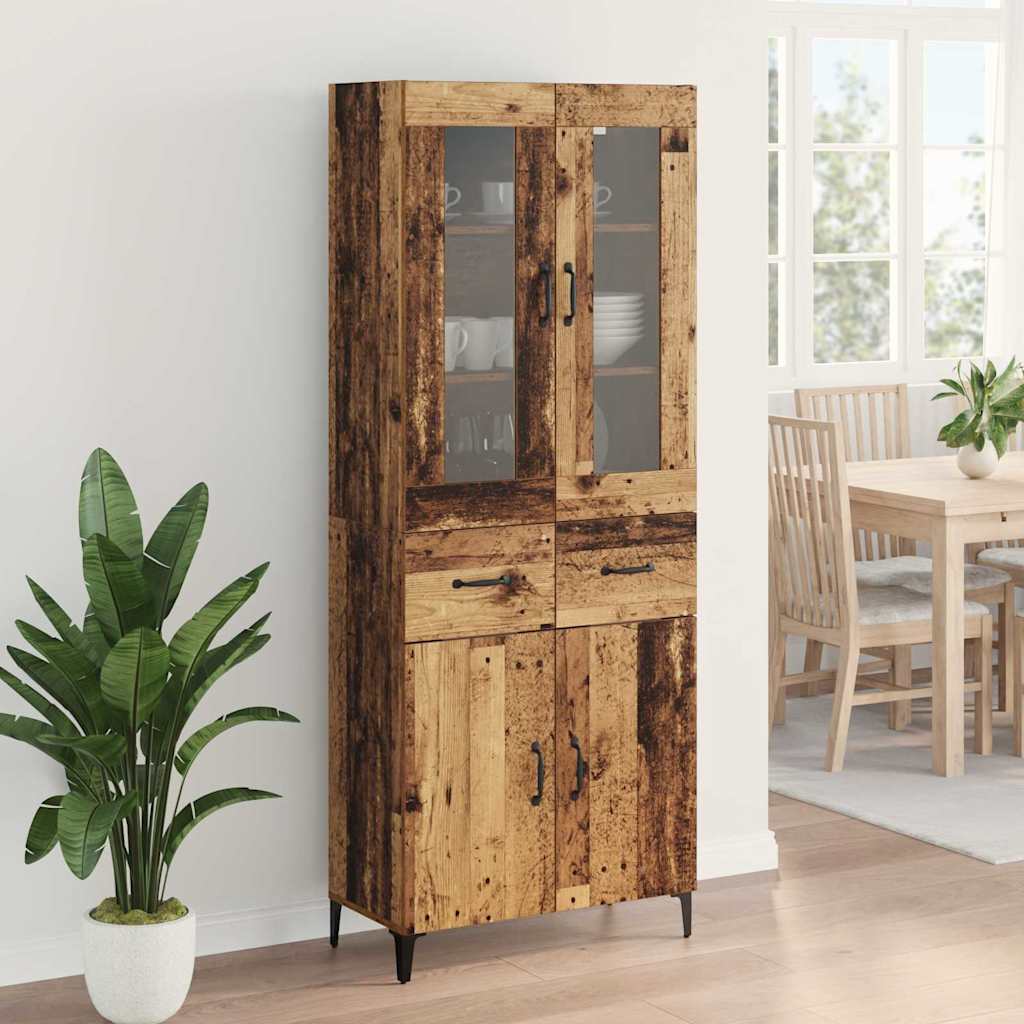 vidaXL Highboard Montowane na ścianie Stare drewno 69,5 x 34 x 180 cm