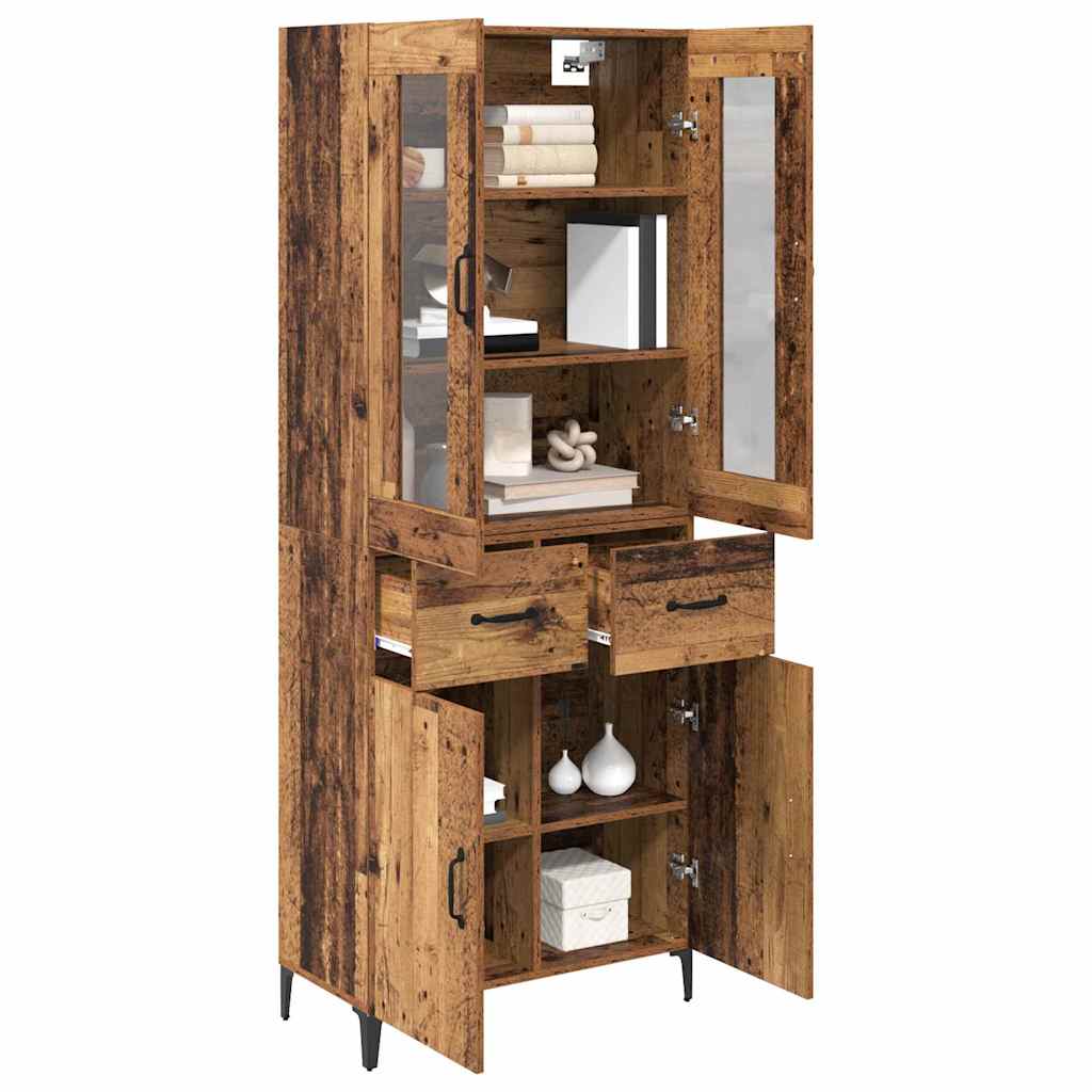 vidaXL Highboard Montowane na ścianie Stare drewno 69,5 x 34 x 180 cm
