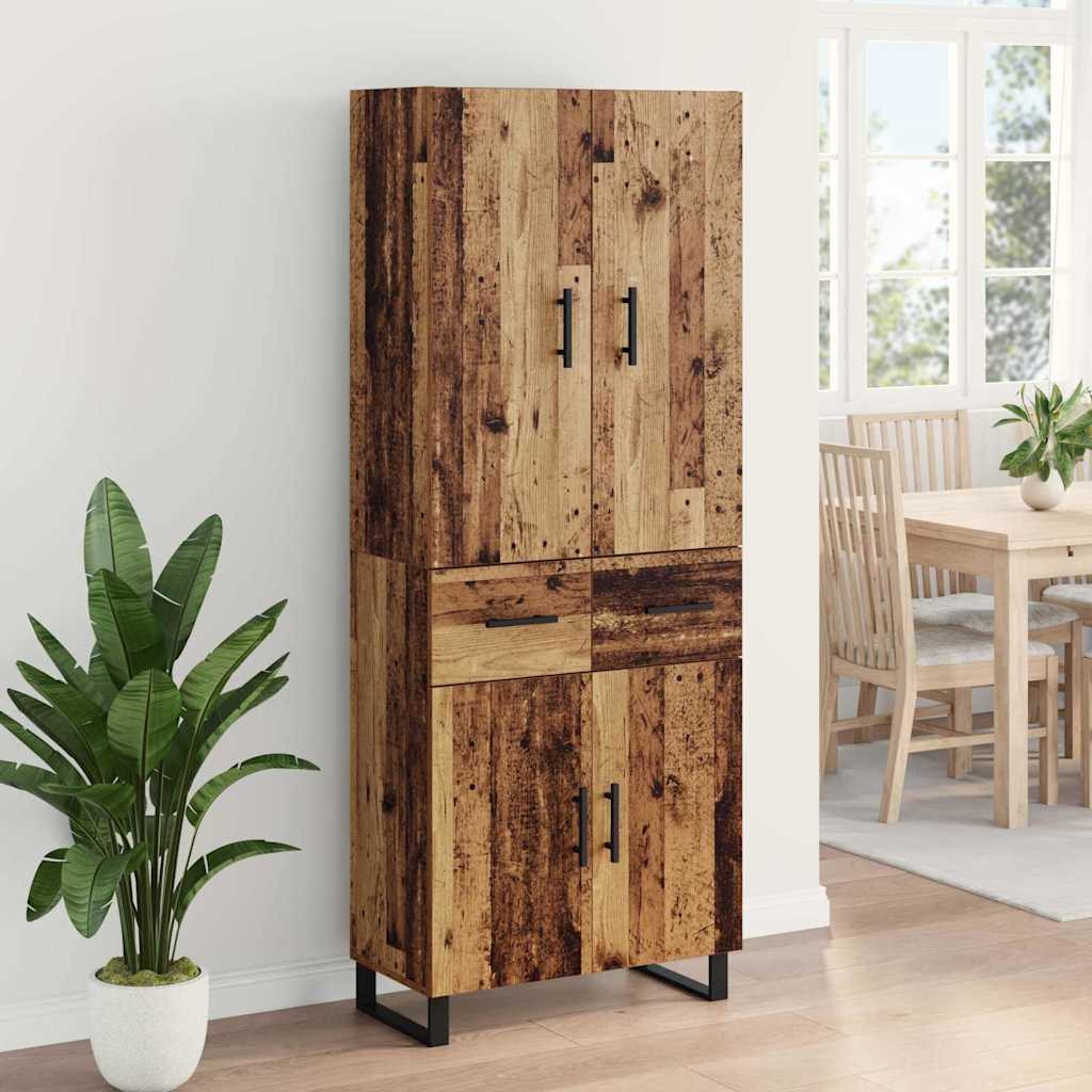 vidaXL Highboard z szufladą 2 pcs Stare drewno 69,5 x 34 x 180 cm