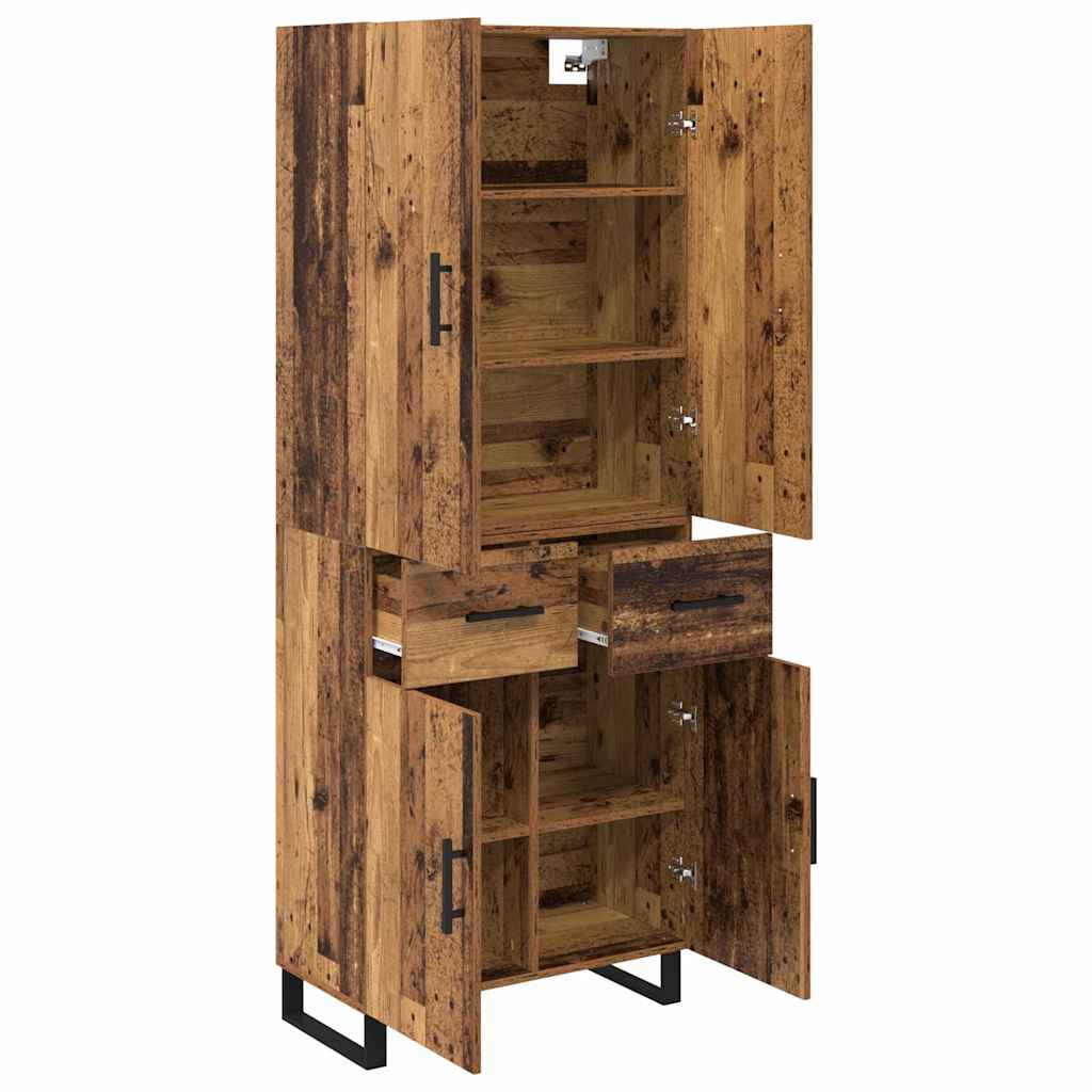 vidaXL Highboard z szufladą 2 pcs Stare drewno 69,5 x 34 x 180 cm
