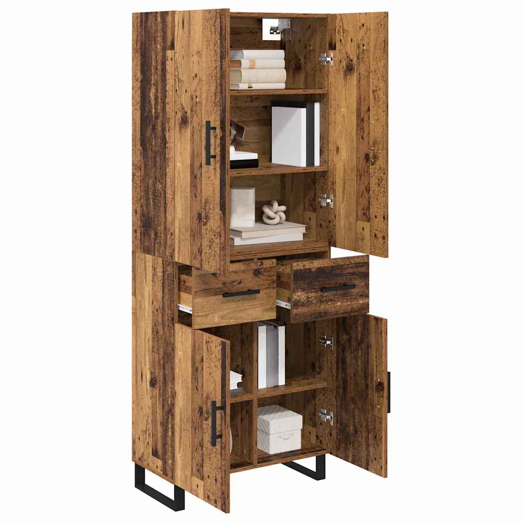 vidaXL Highboard z szufladą 2 pcs Stare drewno 69,5 x 34 x 180 cm