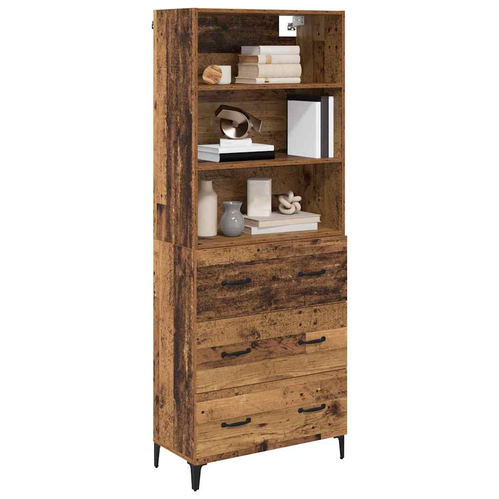 vidaXL Highboard z szufladą Stare drewno 69,5 x 34 x 180 cm