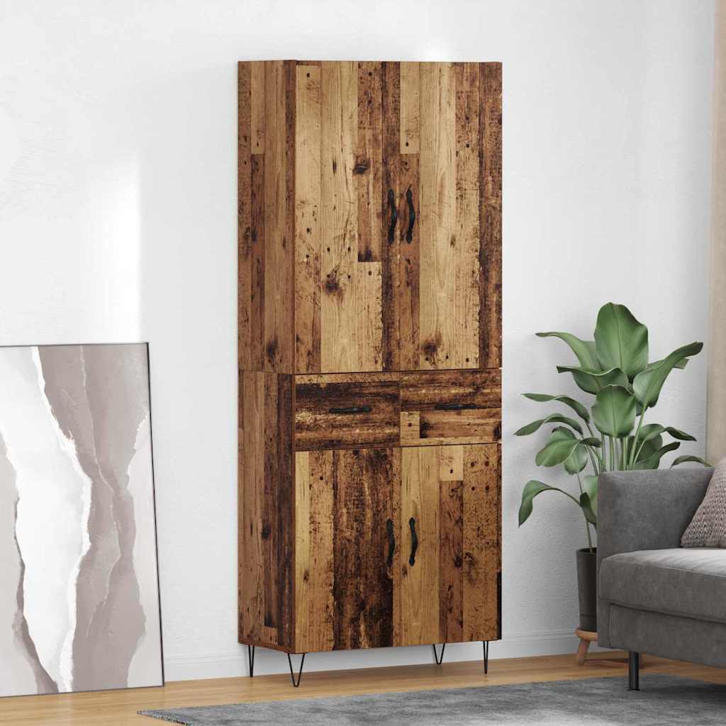 vidaXL Highboard 2 pcs Stare drewno Drewno inżynieryjne i szkło